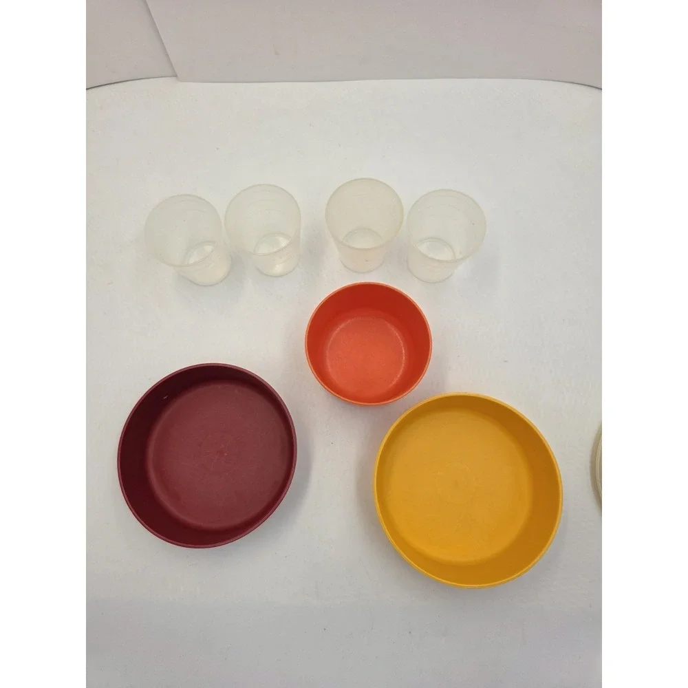 VTG Tupperware Canister Bowl Cup Lot 7 Pc Pastel Harvest Storage Containers Lids